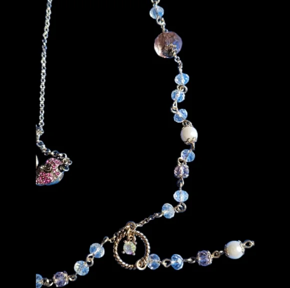 😈👼Betsey ANGEL DEVIL A&D Rosary Halo Wings Ballerina Skull Necklace - NWOT - Picture 8 of 8